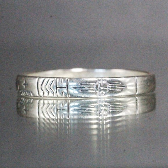 Carolyn Pollack Southwest Sterling Silver Contemporary QVC Etched Band Ring - Picture 7 of 8